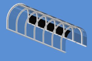 Curved walkway structural skylight